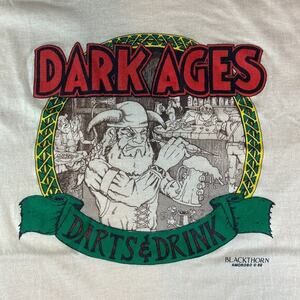 Vintage 1989 Blackthorn Dark Ages Darts & Drinks Fantasy D&D‎ Shirt Size XL